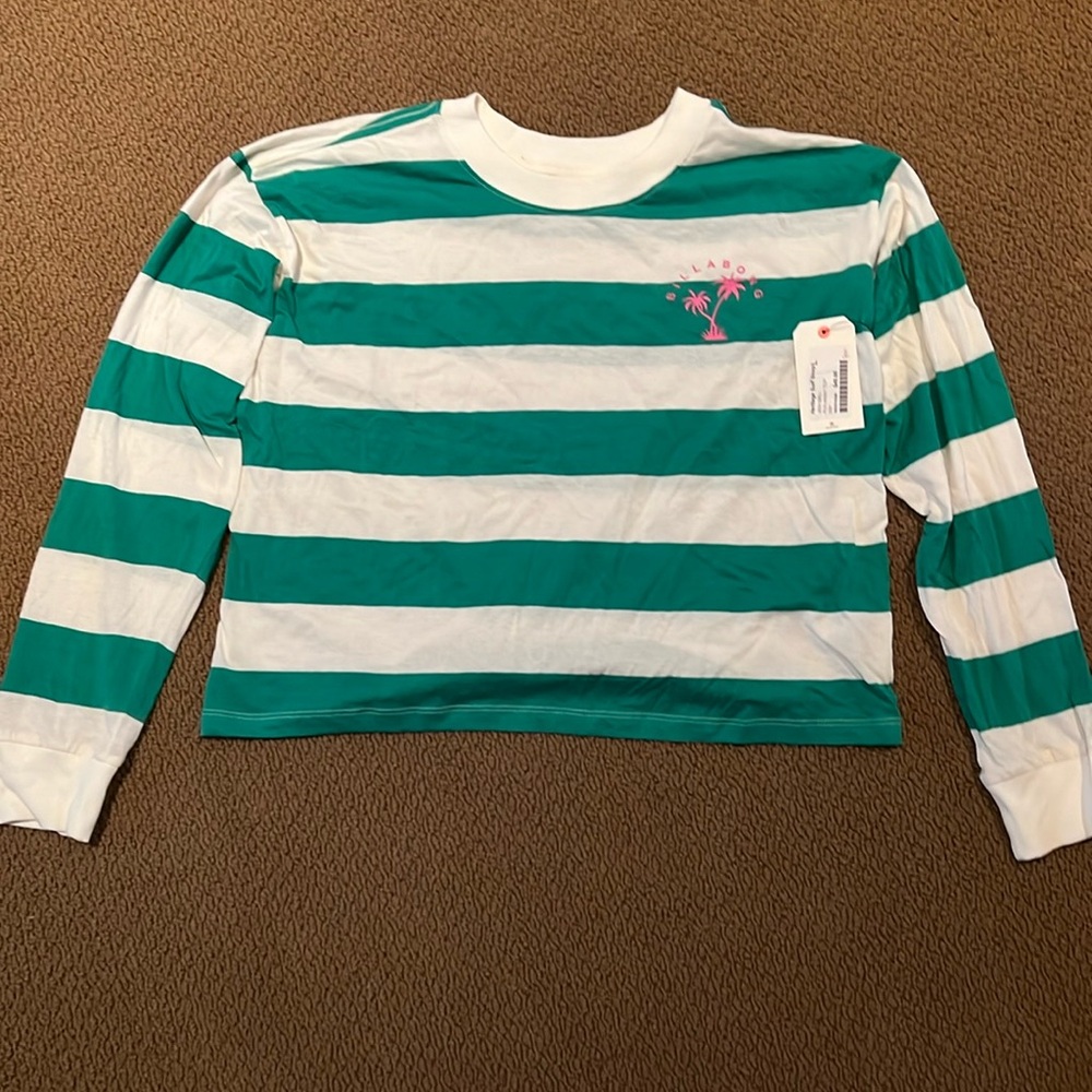 Green and white striped BILLABONG SWEATSHIRT (large)